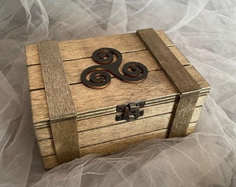 Altar box with Triskelion design  // Witch Box // Wiccan Box // Tarot Box // walnut wooden box // Witch Chest