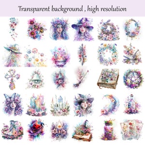 Spring Witch Clipart Set - Enchanting Witchcraft Illustrations for ...