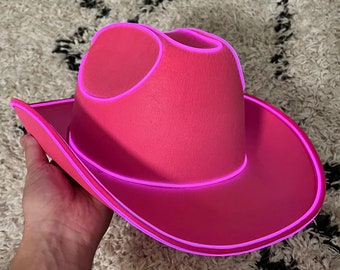 Custom Cowboy Hat & Cowgirl Hat. Perfect as Pink Cowboy Hat, Cow print Cowboy Hat or Bride Hat for Bachelorette Party. Great Neon Cowboy Hat