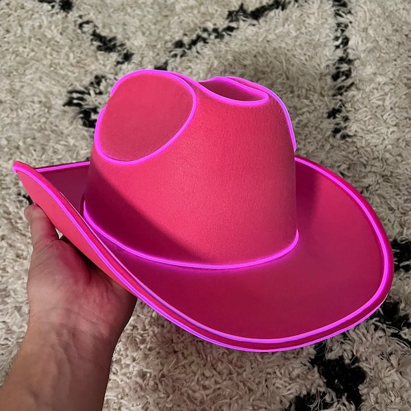 Custom Cowboy Hat & Cowgirl Hat. Perfect as Pink Cowboy Hat, Cow print Cowboy Hat or Bride Hat for Bachelorette Party. Great Neon Cowboy Hat