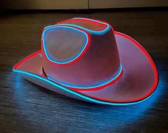 Sombrero de vaquero personalizado con 2 colores, sombrero de vaquera. Traje de vaquera perfecto, sombrero de vaquero de neón, sombrero de vaquero rave, sombrero de vaquero de fiesta y sombrero de despedida de soltera