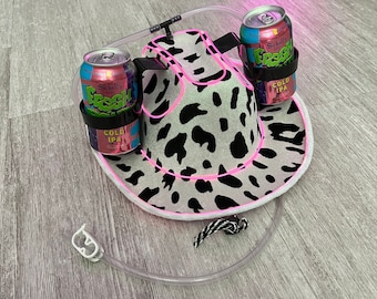 Custom cowboy hat with straw. Drinking cowboy hat. Custom cowgirl hat perfect as beer can cowboy hat, neon cowboy hat, and party cowboy hat.