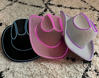 Sparkly Cowboy Hat and Cowgirl Hat. Disco Cowboy Hat that is perfect as glitter cowboy hat, festival hat, and party cowboy hat.