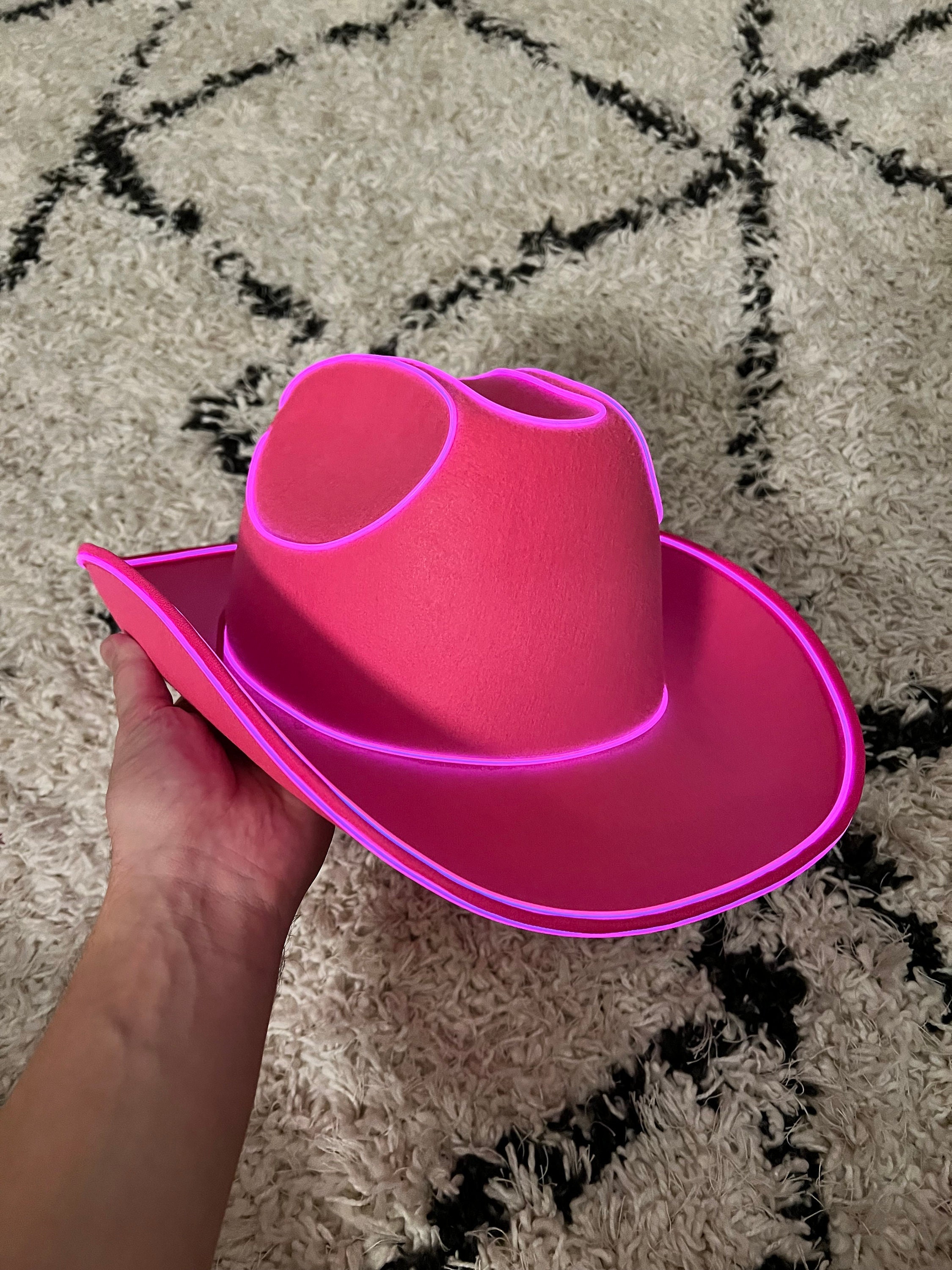 Light-Up Neon Pink Fabric Cowboy Hat