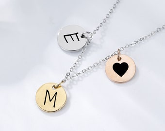 Initial Necklace, Personalized Letter Medal Necklace, Multiple Initial Necklace, Engraved Jewelry, Gifts for Her, Valentines Day Gifts