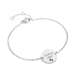 Bracelet médaille personnalisé à graver avec chaîne fine acier inoxydable, Bracelet nom, Cadeau femme, Cadeau maman, Cadeau Saint Valentin image 5