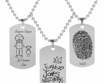 Collana militare personalizzata - Etichette identificative militari personalizzate - Gioielli da uomo personalizzati - Regalo da uomo, regalo per papà, nonno