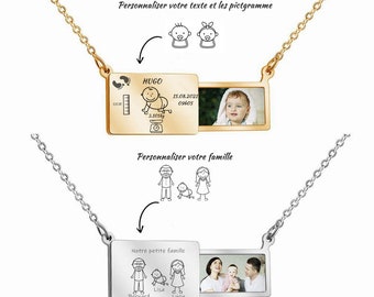 Collier d’enveloppe postale personnalisé avec message gravé • Message d’amour • Collier famille • Cadeau pour Couples et Famille