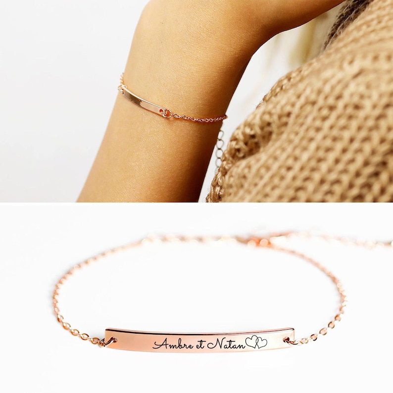 Friendship Bracelet with Name Engraving, Engraving Bracelet, Children's Names Bracelet, Personalized Bracelet, Minimalist Initials Bracelet image 5