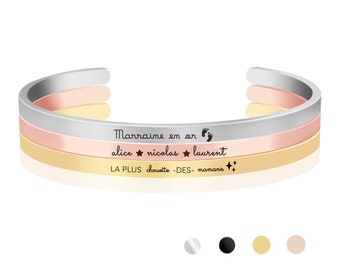 Bracciale personalizzato Jonc, Gioiello personalizzabile, Bracciale coppia, Bracciale mamma, Madrina, Regalo testimone, Bracciale nome, Regalo di Natale