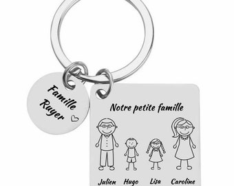 Porte clé personnalisé gravé famille, merci maîtresse, Porte-clés Calendrier, idée cadeau noël, fête des pères, des mères, papa, maman