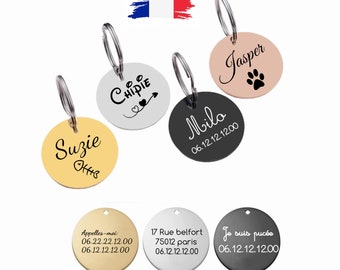 Médaille pour chat personnalisée, Médaillon Personnalisé animaux, Médaille Personnalisé gravée, Médaille gravée pour petit animal