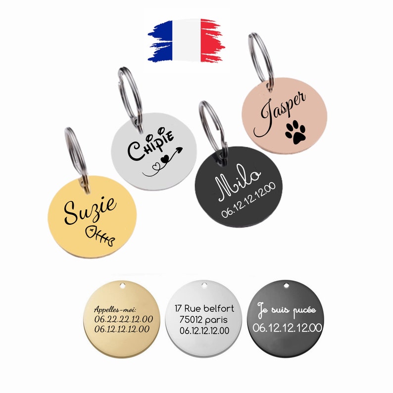 Médaille pour chat personnalisée, Médaillon Personnalisé animaux, Médaille Personnalisé gravée, Médaille gravée pour petit animal image 1