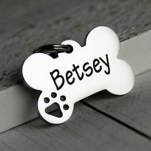 Personalized Bone Shaped Dog Tag, Pet ID Collar, Bone Tag with Name and Phone