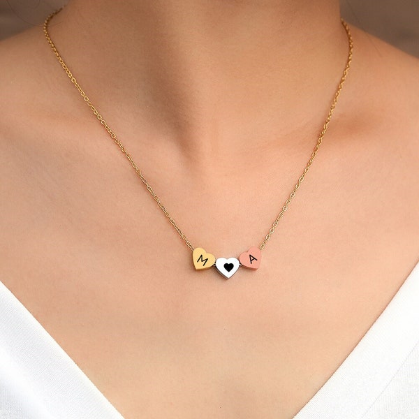 Collier Cœur Personnalisé, Collier Charme Cœur Amour personnalisable, Collier prénom, Bijou Maman, Cadeau pour Elle, Cadeau Saint Valentin