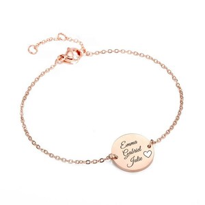 Bracelet médaille personnalisé à graver avec chaîne fine acier inoxydable, Bracelet nom, Cadeau femme, Cadeau maman, Cadeau Saint Valentin image 4