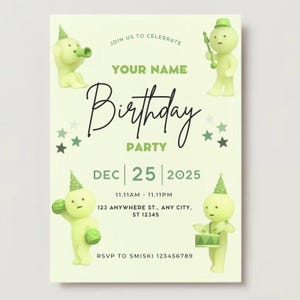 DIGITALE Geburtstagseinladung | SMISKI inspiriert | Personalisierte Geburtstag einladen