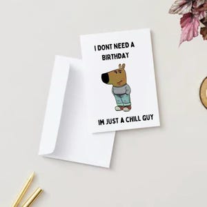 Chill Guy Meme Birthday Card | Chill Guy Card | Jestem po prostu spokojnym facetem | Pusta karta | Niestandardowa karta urodzinowa | Spersonalizowana karta | Spersonalizowana karta