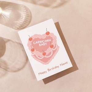 Capricorn Birthday Card Zodiac Sign Custom Card Happy Birthday Card Zodiac Sign Card  Birthday Personalised Custom Greeting Card Blank