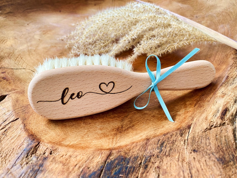 Baby hair brush with laser engraving, personalized gift for baptism, birth personalized baby brush with name image 6