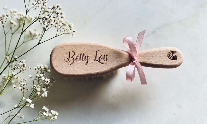 Baby hair brush with laser engraving, personalized gift for baptism, birth personalized baby brush with name image 3