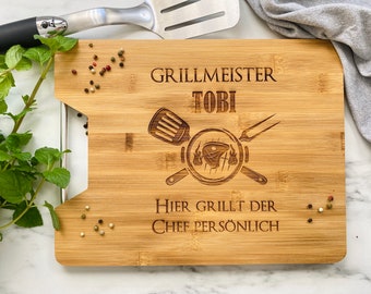 Schneidebrett inklusive personalisierte Gravur Vatertag Grillmeister Männergeschenk Servierbrett Geburtstagsgeschenk für den Chef persönlich