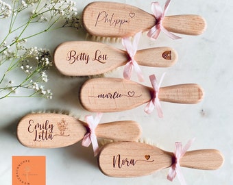 Baby hair brush - with laser engraving, personalized gift for baptism, birth - personalized baby brush with name