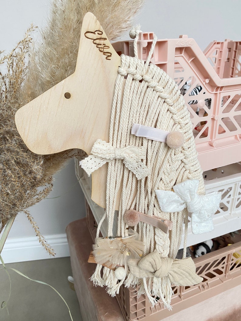 Hair clip storage personalized wooden horse image 5