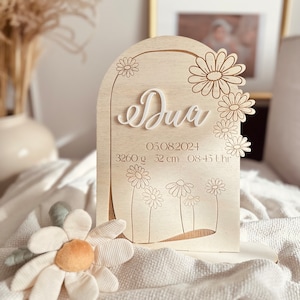 Segno di nascita cartello in legno personalizzato supporto per bambini margherita o balena regalo per nascita decorazione della cameretta dei bambini cartello con nome della cameretta dei bambini