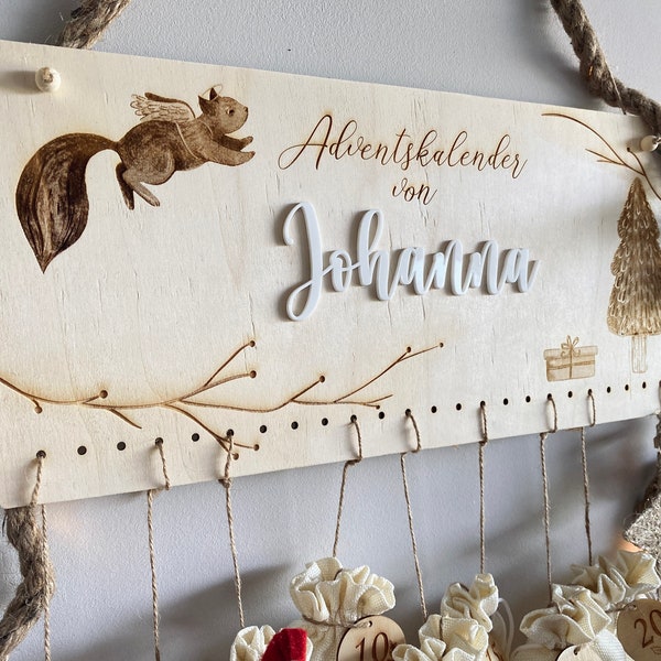 Personalisierter Adventskalender inkl. 3D Namen | Adventskalender aus Holz | Weihnachten | Advent | Adventskalender zum befüllen, für Kinder