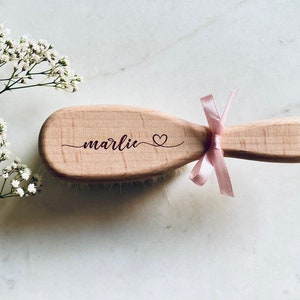 Baby hair brush with laser engraving, personalized gift for baptism, birth personalized baby brush with name image 5