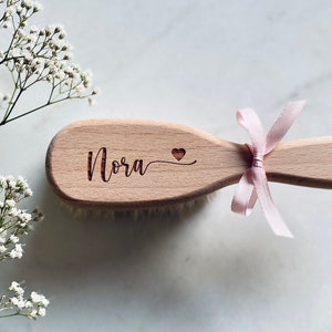 Baby hair brush with laser engraving, personalized gift for baptism, birth personalized baby brush with name image 2