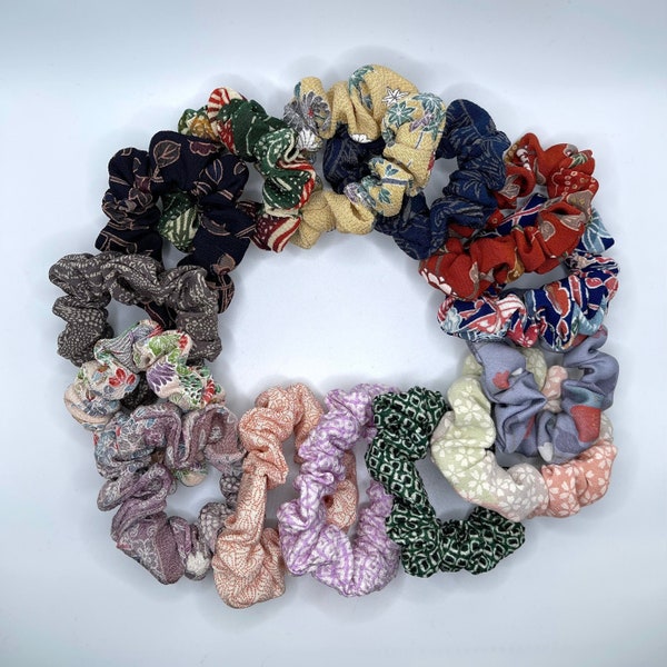 Kimono Silk Scrunchies - (Various Sizes and Colors)