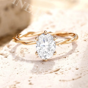 Oval Moissanite Engagement Ring | Twisted Moissanite Ring | Moissanite Ring Rose Gold | Braided Moissanite Ring | Solitaire Ring