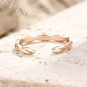 14K/18K Rose Gold Open Wedding Band | Infinity Twisted Gap Ring | Plain Rope Ring | Matching Band | Dainty Bridal Band | Handmade Jewelry