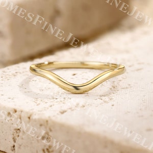 Plain Curved Wedding Band | 14k Solid Yellow Gold Wedding Band | Minimalist Ring | Matching Band | Simple Promise Ring | Anniversary Gift