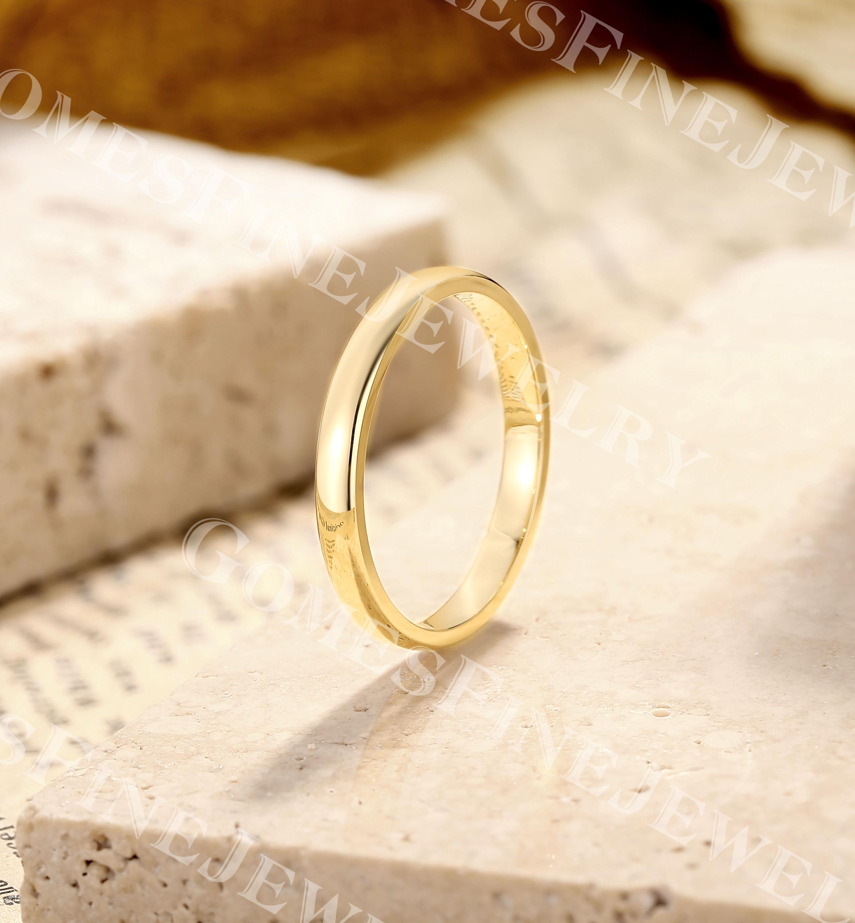 Gold Simple Rimg Classic 2mm Solid Gold Wedding Band | 14k Yellow Gold Simple Ring ...