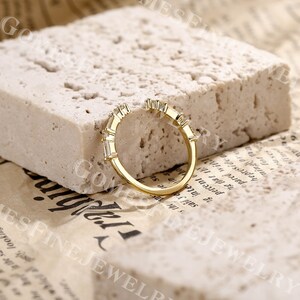 Baguette Cut Moissanite Open Wedding Band | 14k Yellow Gold Gap Bridal ...