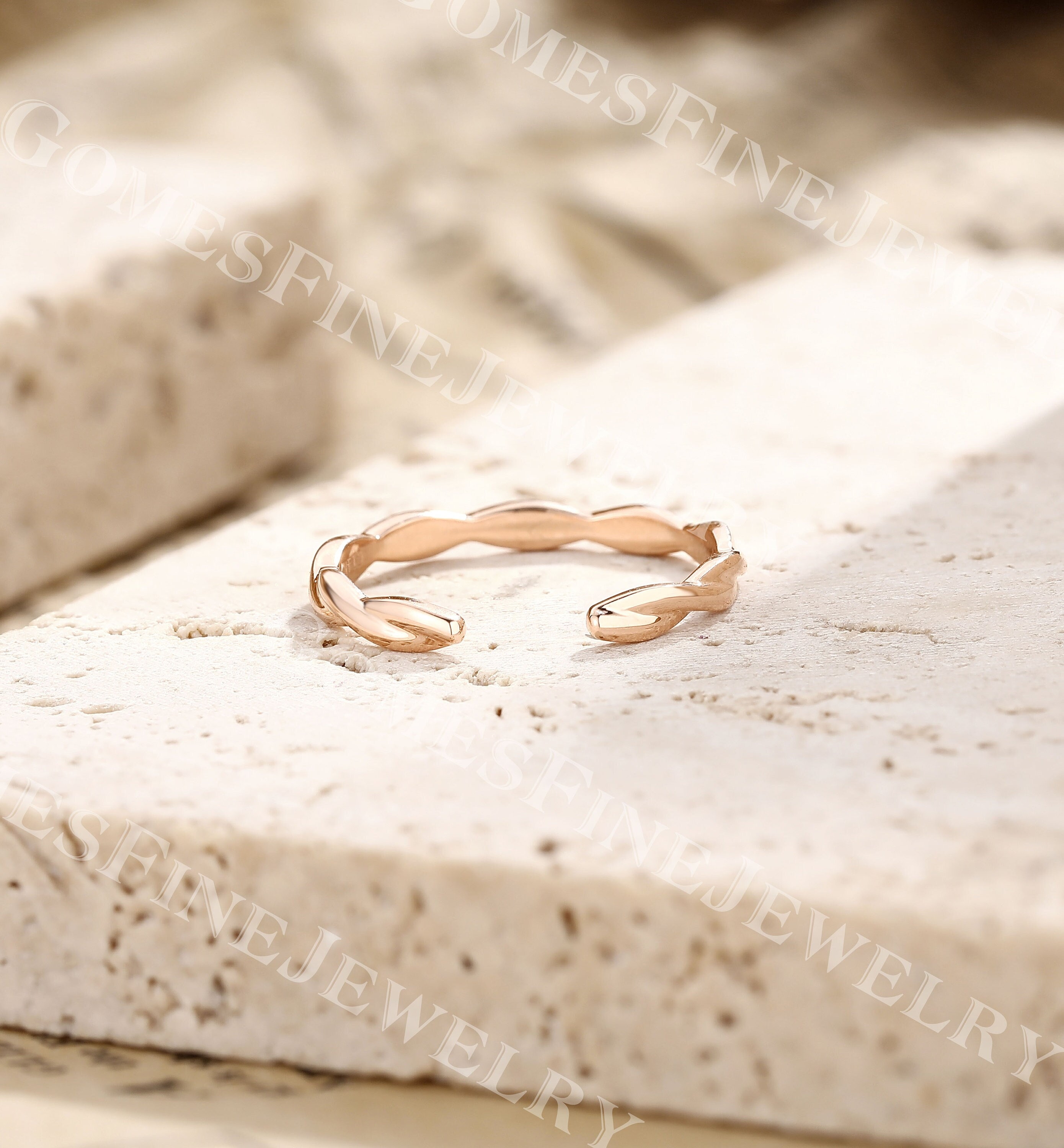 リング 18カラット Buy 14K/18K Rose Gold Open Wedding Band | Infinity Twisted Gap