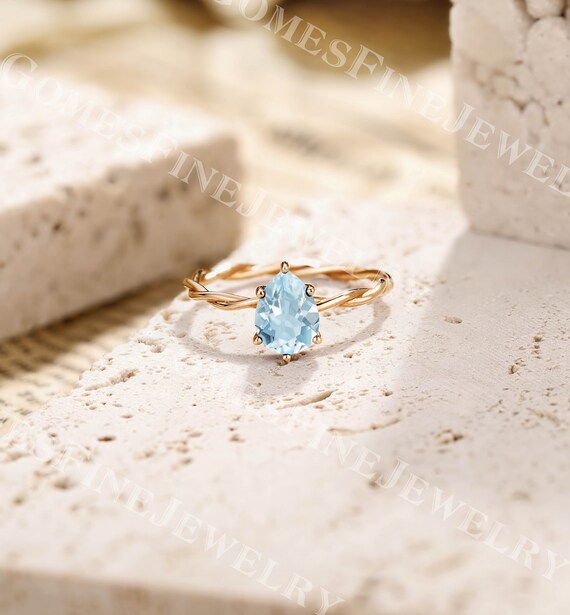 Aquamarine twist ring best sale