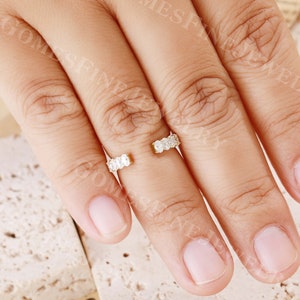 Oval Moissanite Open Wedding Band | Solid Yellow Gold Moissanite Gap ...