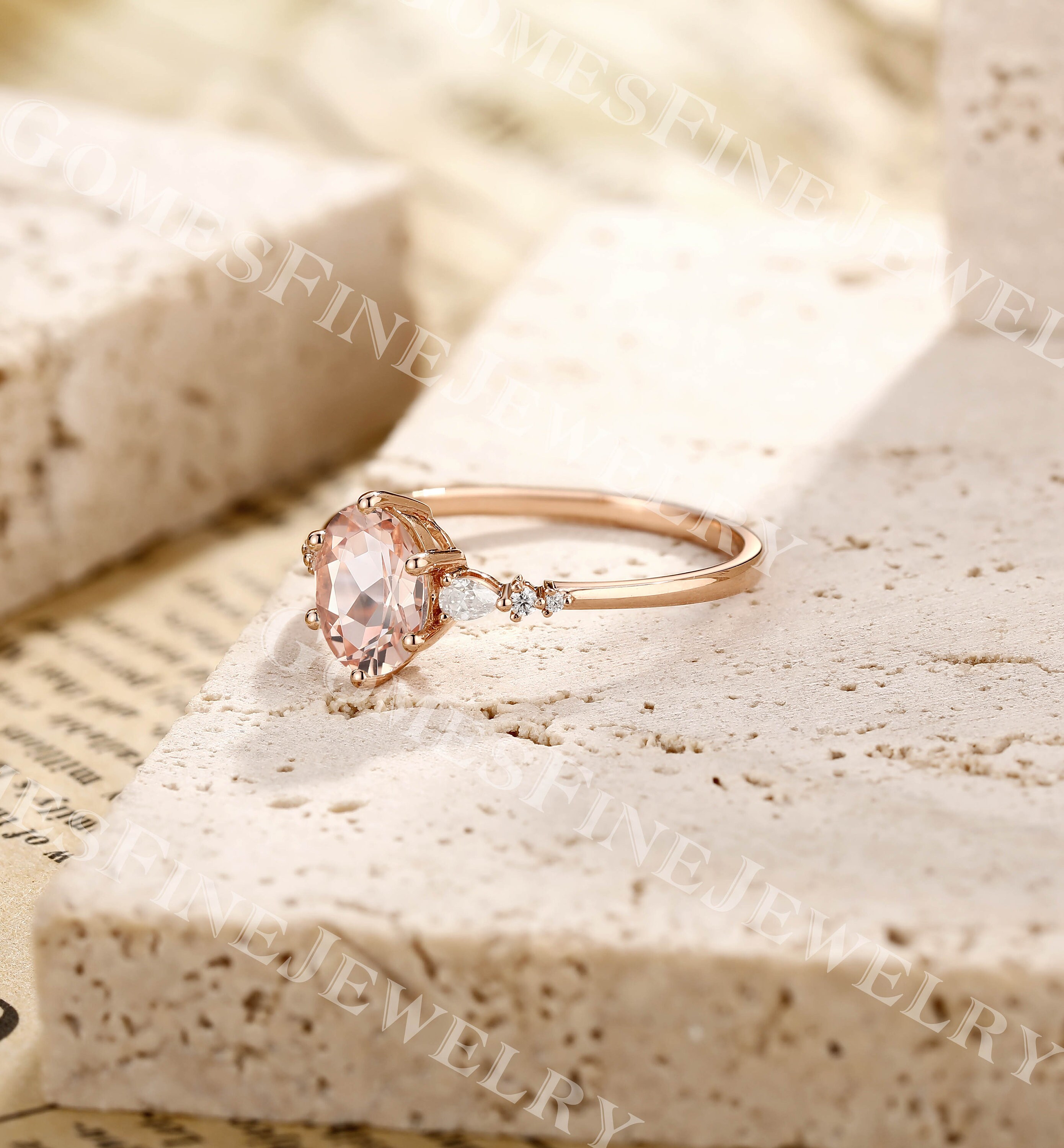 Vintage style morganite ring deals