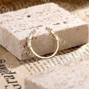 Baguette Cut Moissanite Open Wedding Band | 14k Yellow Gold Gap Bridal ...
