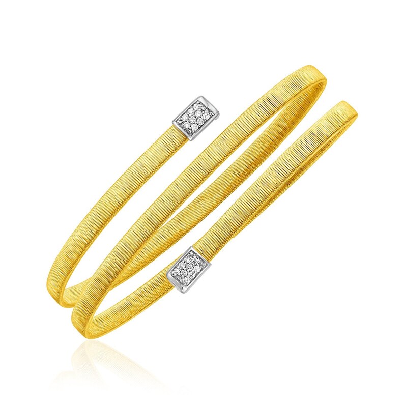 14k Two Tone Max 61% OFF Gold with Bangle Spiral Genuine Diamonds