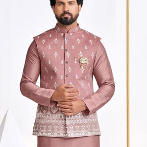 Indian Ethnic Nehru Jacket Kurta Pajama Set, Modi Jacket for Man,Handmade Bundi Jacket,Embroidery Nehru Jacket for Diwali, Kurta Pant Diwali
