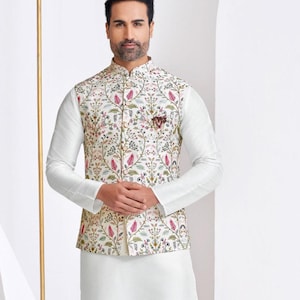 Indian Ethnic Nehru Jacket Kurta Pajama Set, Modi Jacket for Man,Handmade Bundi Jacket,Party Wear Nehru Jacket for Diwali, Kurta Pant Diwali