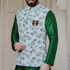 Indian Ethnic Nehru Jacket Kurta Pajama Set, Modi Jacket for Man, Handmade Bundi Jacket, Nehru Jacket for Diwali, Kurta Pajama for Diwali