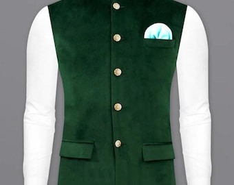 Velvet Nehru Jacket Man, Velvet Modi Jacket Men, Handmade Bundi Jacket for Wedding, Waistcoat for Men, Party Wear Nehru Jacket for Diwali