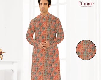 Strukturierte Pailletten Kurta Pyjama Set für Männer, Kurta Payjama für Diwali, Chikankari Kurta Hose für Männer, indische Hochzeit Kurta Pyjama Set