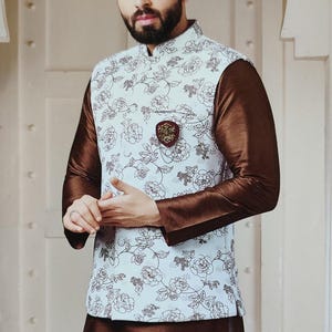 Indian Ethnic Nehru Jacket Kurta Pajama Set, Modi Jacket for Man, Handmade Bundi Jacket, Nehru Jacket for Diwali, Kurta Pajama for Diwali